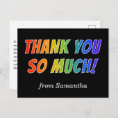 Fun, kleurrijk, regenboogblik: "DANK JE ZO VEEL!" Briefkaart (Voorkant / Achterkant)