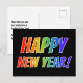 Fun, kleurrijk, regenboogspectrum: "HAPPY NEW YEAR Briefkaart (Voorkant / Achterkant)