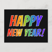 Fun, kleurrijk, regenboogspectrum: "HAPPY NEW YEAR Briefkaart (Voorkant)