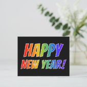 Fun, kleurrijk, regenboogspectrum: "HAPPY NEW YEAR Briefkaart (Staand voorkant)
