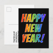 Fun, kleurrijk, regenboogspectrum: "HAPPY NEW YEAR Briefkaart (Voorkant / Achterkant)