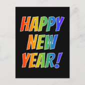 Fun, kleurrijk, regenboogspectrum: "HAPPY NEW YEAR Briefkaart (Voorkant)