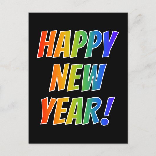 Fun, kleurrijk, regenboogspectrum: "HAPPY NEW YEAR Briefkaart (Voorkant)