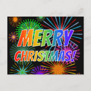 Fun, kleurrijk, regenboogspectrum "MERRY CHRISTMAS Briefkaart