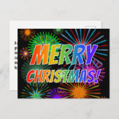 Fun, kleurrijk, regenboogspectrum "MERRY CHRISTMAS Briefkaart (Voorkant / Achterkant)