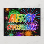 Fun, kleurrijk, regenboogspectrum "MERRY CHRISTMAS Briefkaart (Voorkant)