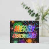 Fun, kleurrijk, regenboogspectrum "MERRY CHRISTMAS Briefkaart (Staand voorkant)