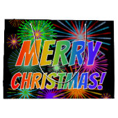 Fun, kleurrijk, regenboogspectrum "MERRY CHRISTMAS Groot Cadeauzakje (Achterkant)