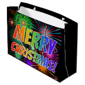 Fun, kleurrijk, regenboogspectrum "MERRY CHRISTMAS Groot Cadeauzakje (Achterkant Gekanteld)