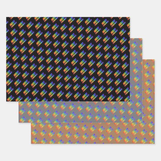 Fun, kleurrijk, regenboogspectrum "MERRY CHRISTMAS Inpakpapier Vel (Set)