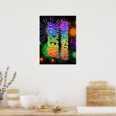 Fun, kleurrijk, regenboogspectrum "MERRY CHRISTMAS Poster (Keuken)