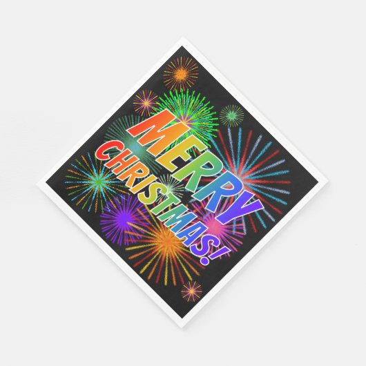 Fun, kleurrijk, regenboogspectrum "MERRY CHRISTMAS Servet (Hoek)