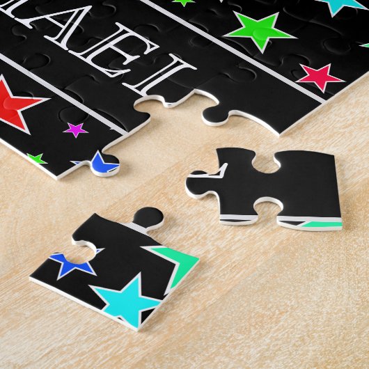 Fun, kleurrijk sterrenpatroon + aangepaste naam Pu Legpuzzel (Zijkant)