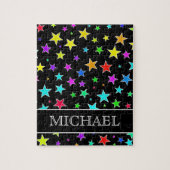 Fun, kleurrijk sterrenpatroon + aangepaste naam Pu Legpuzzel (Verticaal)