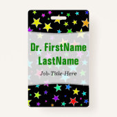 Fun, kleurrijk sterrenpatroon; Persoonlijke naam Badge (Achterkant)