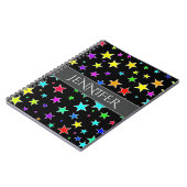 Fun, kleurrijk sterrenpatroon + persoonlijke naam notitieboek (Linkerzijde)