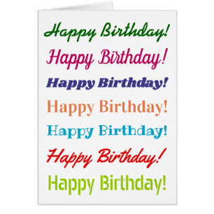 Fun, kleurrijk, Typografisch "Happy Birthday!" Kaa