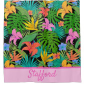 Fun, kleurrijk, voeg tropische olie en bloemen toe douchegordijn (Voorkant)