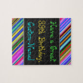 Fun, kleurrijk, Whimsical 39th Birthday Puzzle Legpuzzel (Horizontaal)