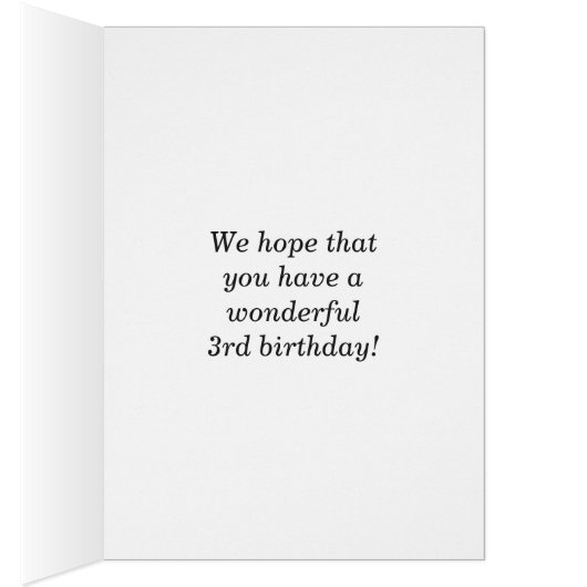 Fun, kleurrijk, Whimsical 3rd Birthday Kaart (Binnen (Rechts))