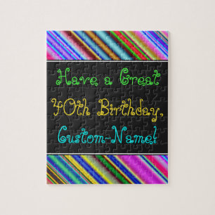 Fun, kleurrijk, Whimsical 40th Birthday Puzzle Legpuzzel