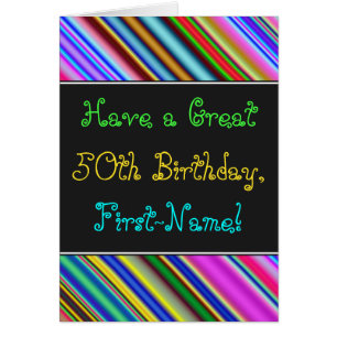Fun, kleurrijk, Whimsical 50th Birthday Kaart