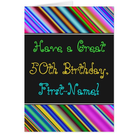 Fun, kleurrijk, Whimsical 50th Birthday Kaart (Voorkant)