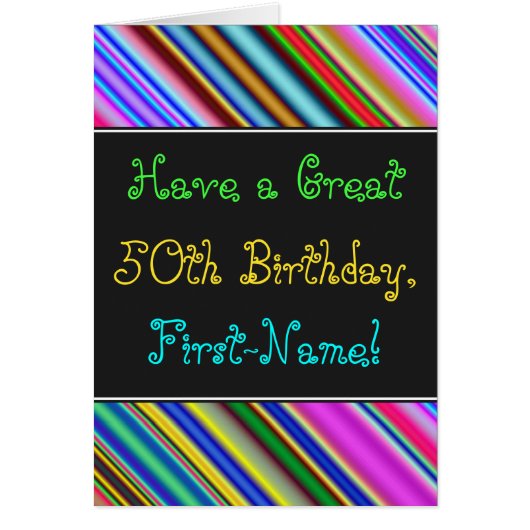 Fun, kleurrijk, Whimsical 50th Birthday Kaart (Voorkant)