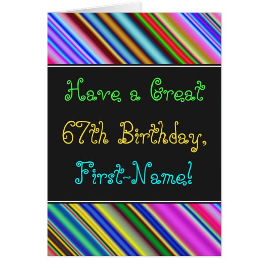 Fun, kleurrijk, Whimsical 67th Birthday Kaart (Voorkant)