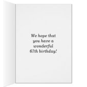 Fun, kleurrijk, Whimsical 67th Birthday Kaart (Binnen (Rechts))