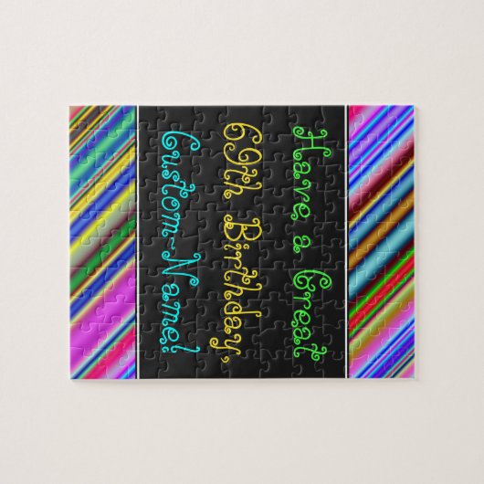 Fun, kleurrijk, Whimsical 69th Birthday Puzzle Legpuzzel (Horizontaal)