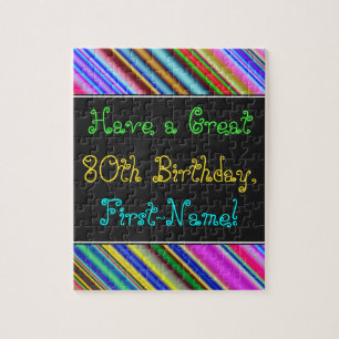 Fun, kleurrijk, Whimsical 80th Birthday Puzzle Legpuzzel