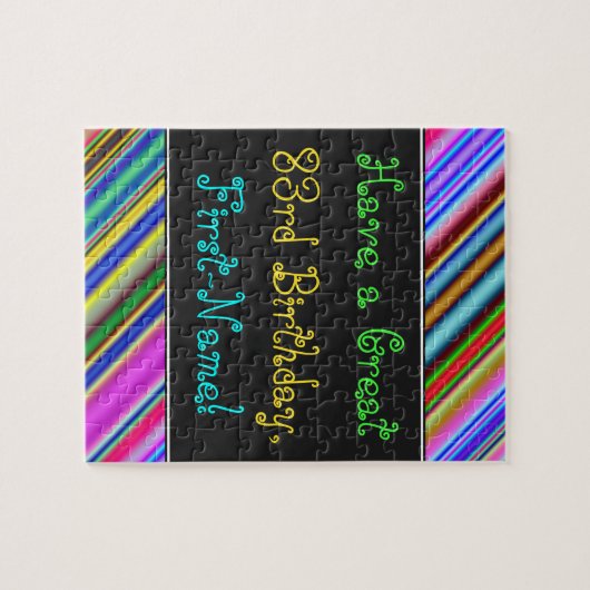 Fun, kleurrijk, Whimsical 83rd Birthday Puzzle Legpuzzel (Horizontaal)