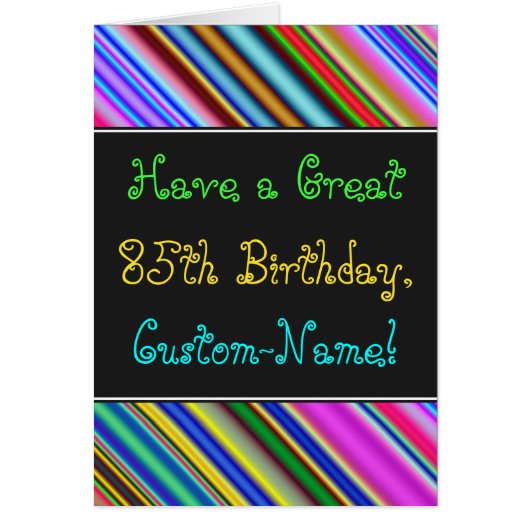 Fun, kleurrijk, Whimsical 85th Birthday Kaart (Voorkant)
