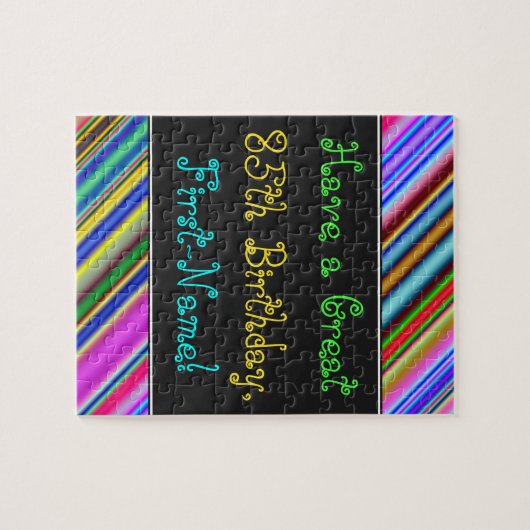 Fun, kleurrijk, Whimsical 85th Birthday Puzzle Legpuzzel (Horizontaal)