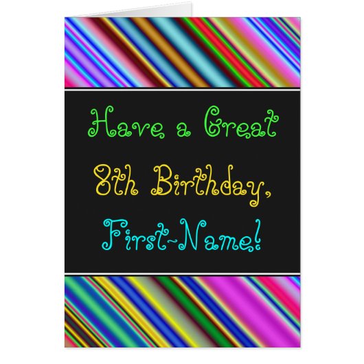 Fun, kleurrijk, Whimsical 8th Birthday Kaart (Voorkant)