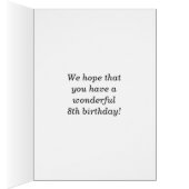 Fun, kleurrijk, Whimsical 8th Birthday Kaart (Binnen (Rechts))