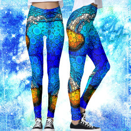 Fun, kleurrijke oceaan, kwal, foto-cirkel, art. leggings