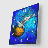 Fun, kleurrijke oceaan, kwal, foto-cirkel, kunst vierkante klok (Hoek)