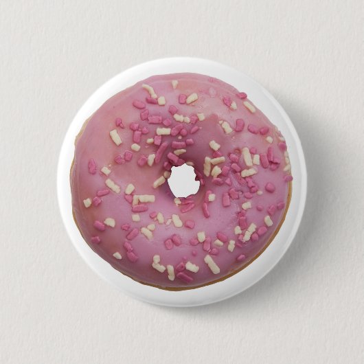 Fun, kleurrijke roze doughnut ronde button 5,7 cm (Voorkant)