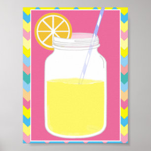 Fun kleurrijke roze limonadestrook Chevron Poster