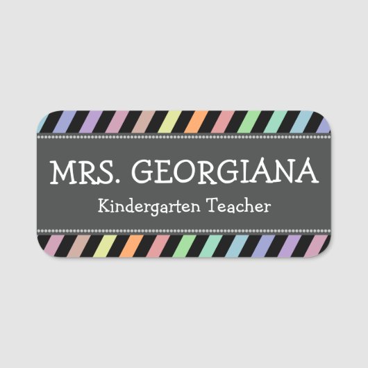 Fun, kleurrijke strepen, persoonlijke lerarennaam naamplaatje (Voorkant)