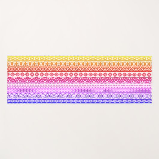 FUN Kleurrijke Tribal Zwart Wit Reverse bewerkbaar Yogamat (Voorkant (horizontaal))