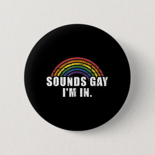 Fun klinkt homo Ik zit in met regenboogvlag voor t Ronde Button 5,7 Cm