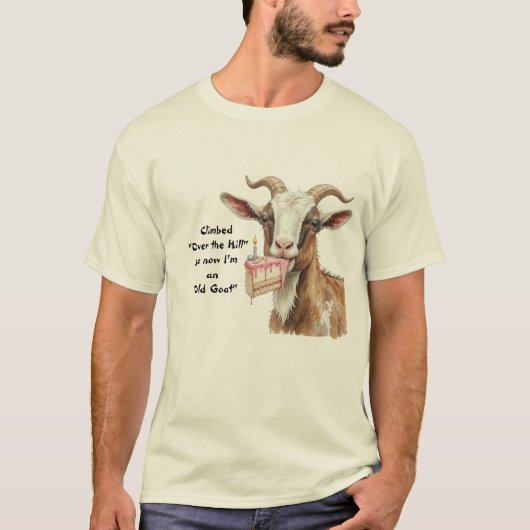 Fun klom "Over the Hill" nu een "Oude Goat" T-shirt (Voorkant)