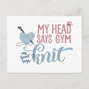 Fun Knit of Gym Dilemna voor Knitters & Yarn Lover Briefkaart
