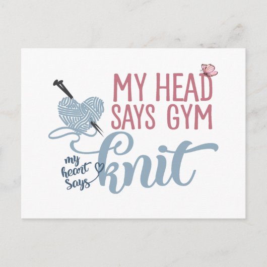 Fun Knit of Gym Dilemna voor Knitters & Yarn Lover Briefkaart (Voorkant)