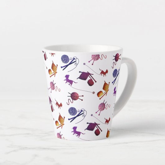 Fun Knitting Pattern Mug For Fiber Artists Latte Mok (Rechterhoek)