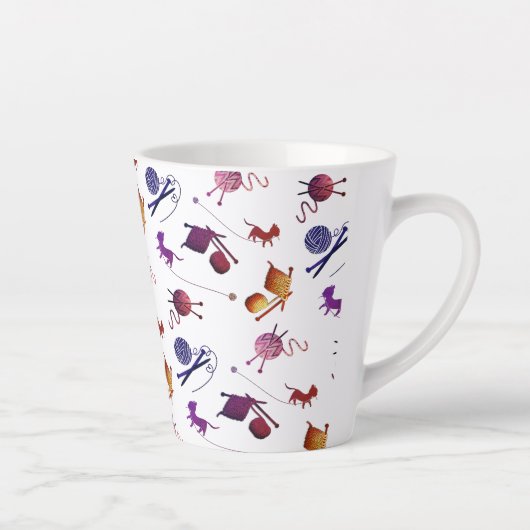 Fun Knitting Pattern Mug For Fiber Artists Latte Mok (Rechts)