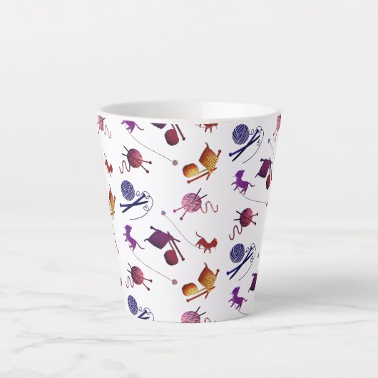 Fun Knitting Pattern Mug For Fiber Artists Latte Mok (Voorkant)